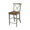 International Concepts X-back CounterHeight Stool, 24" Seat Height, Hickory/Stone S41-6132